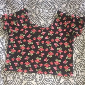 Black rose crop top